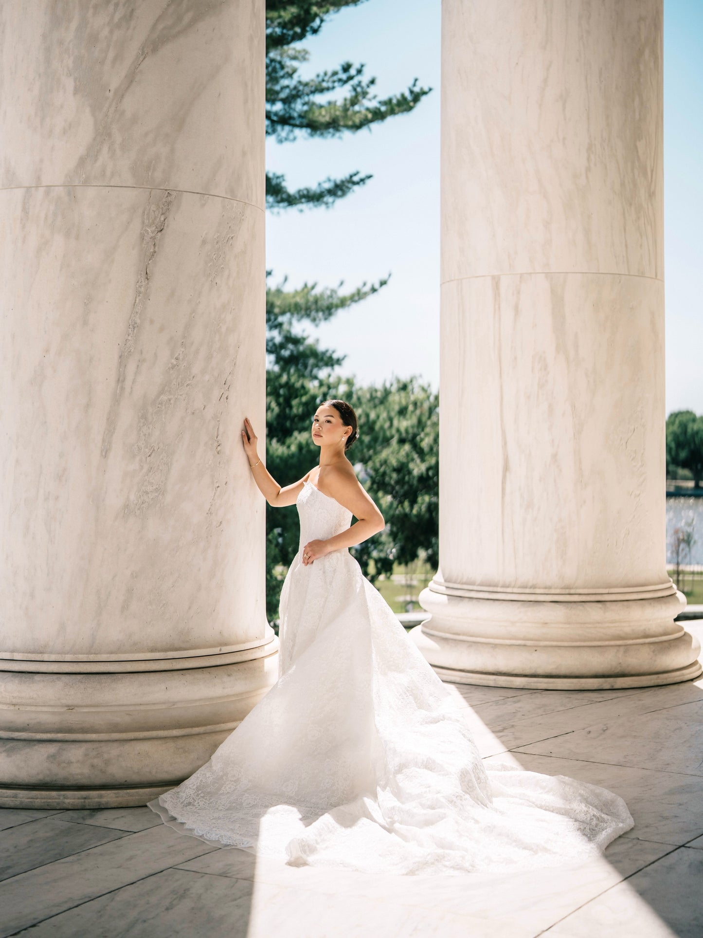 Strapless Lace Ball Gown Wedding Dress with Sleeves