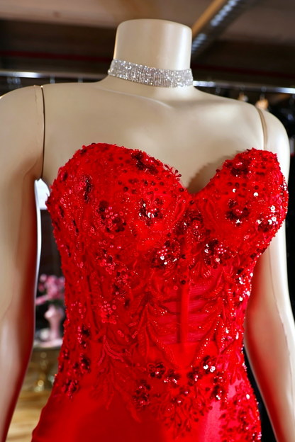 Beaded Strapless Sweetheart Corset Bodycon Mini Dress