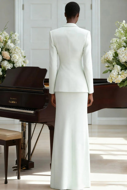 Floor-Length Evening Skirt Suit with Shawl Collar