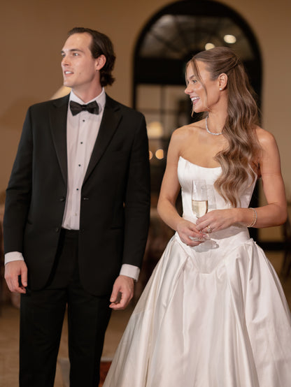 Strapless Basque Waist Ball Gown Wedding Dress