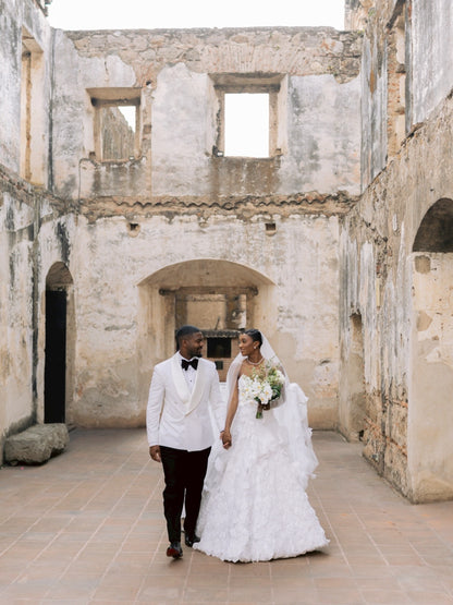 Strapless Ruffled Ball Gown Wedding Dress