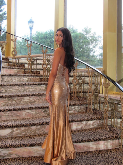 Halter Cut-Out Mermaid Evening Gown with Slit