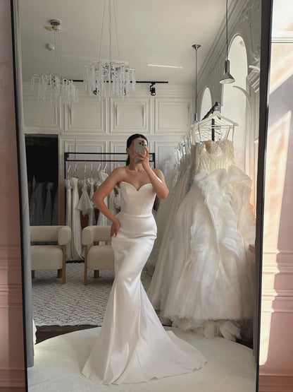 Strapless Corset Satin Mermaid Wedding Dress