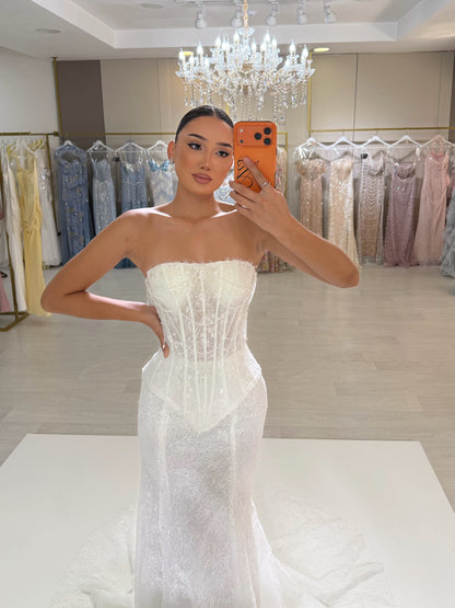 Strapless Lace Corset Mermaid Wedding Dress