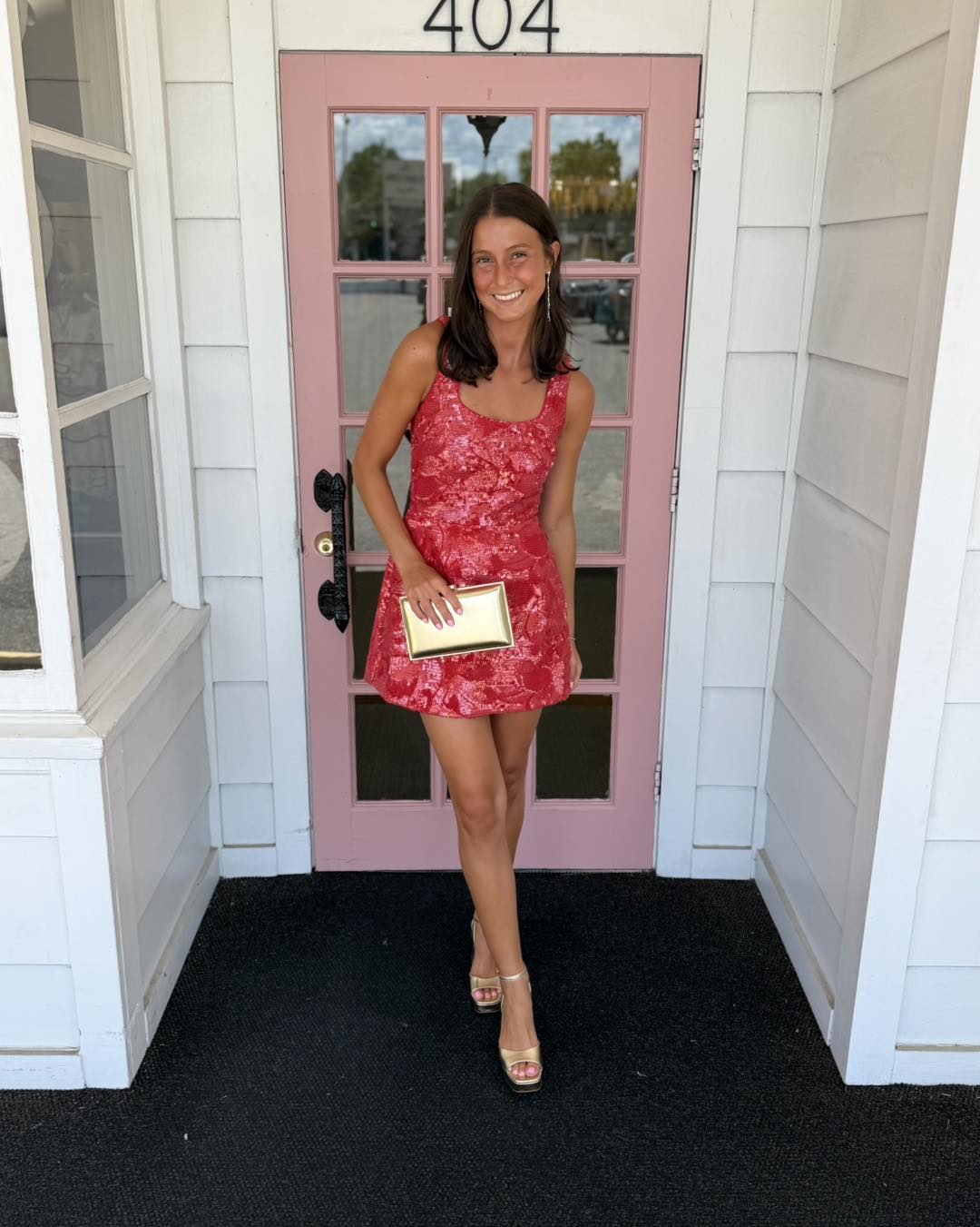 Sequin Square Neck Fit and Flare Mini Dress