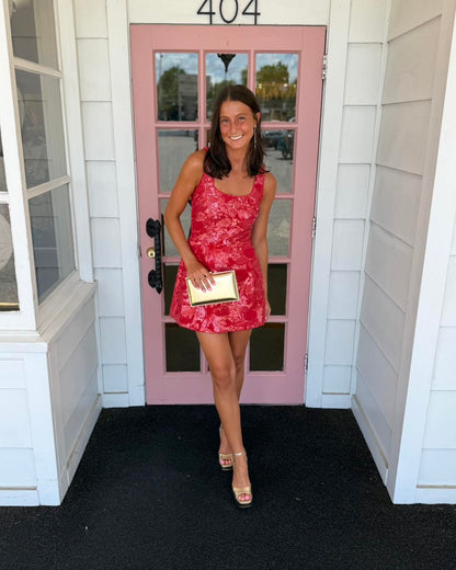 Sequin Square Neck Fit and Flare Mini Dress