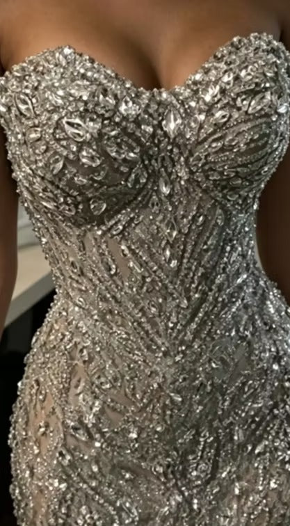 Beaded Sweetheart Gown with Matching Sleeves