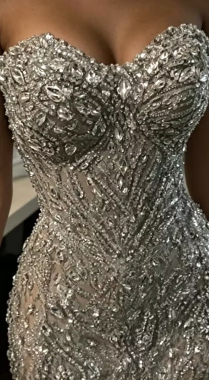 Beaded Sweetheart Gown with Matching Sleeves