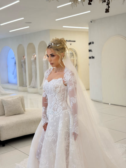 Lace Long Sleeve Ball Gown Wedding Dress