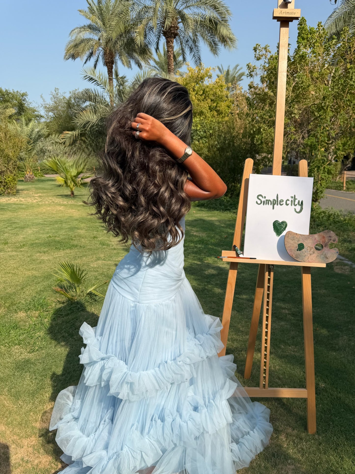 Tiered Tulle Ruffle Halter Evening Gown