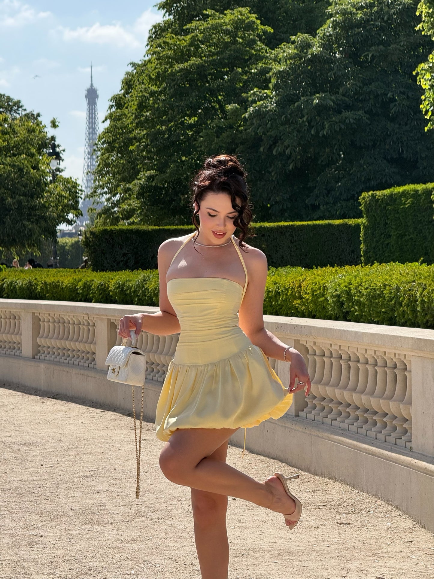 Halter Corset Mini Dress with Bubble Skirt