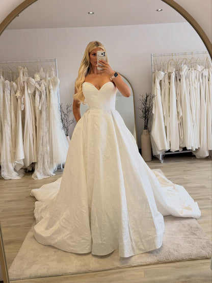 Strapless Ball Gown Wedding Dress with Textured Skirt