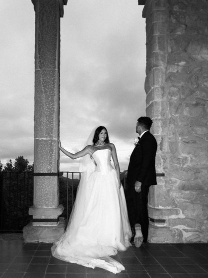 Strapless Corset Ball Gown Tulle Wedding Dress