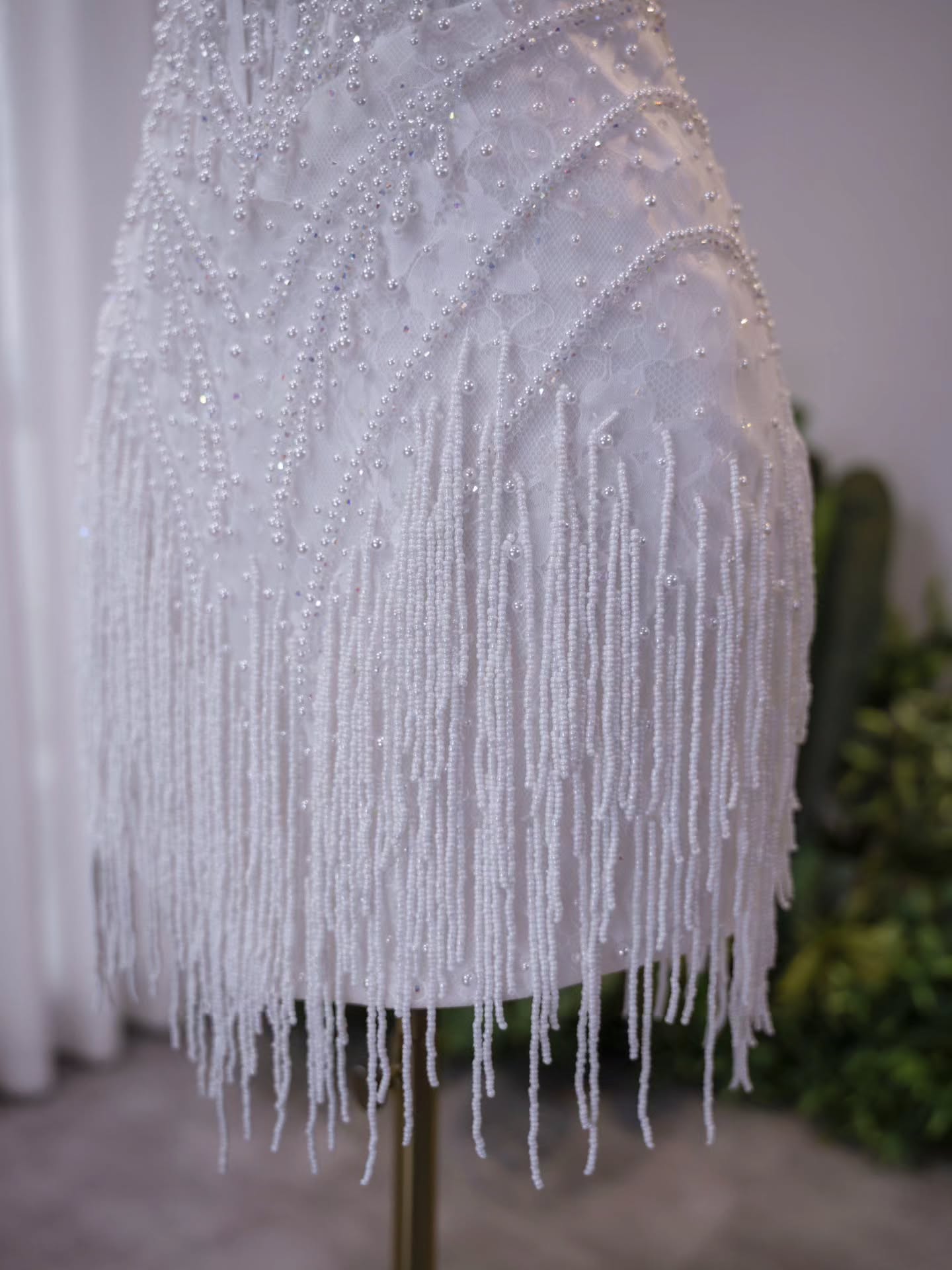 Strapless Beaded Fringe Mini Cocktail Dress