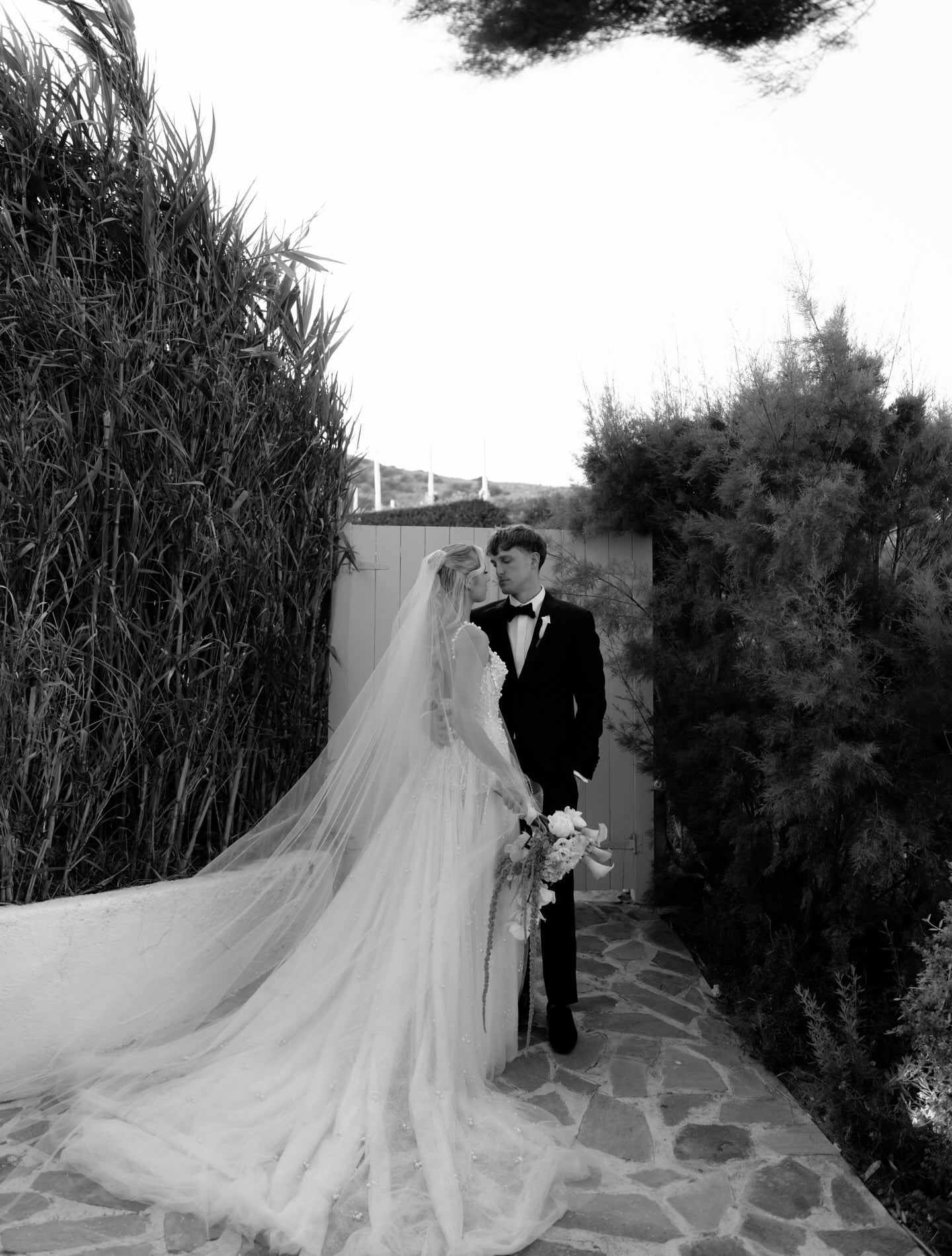 Pearl Beaded Tulle Wedding Dress with Chapel Train