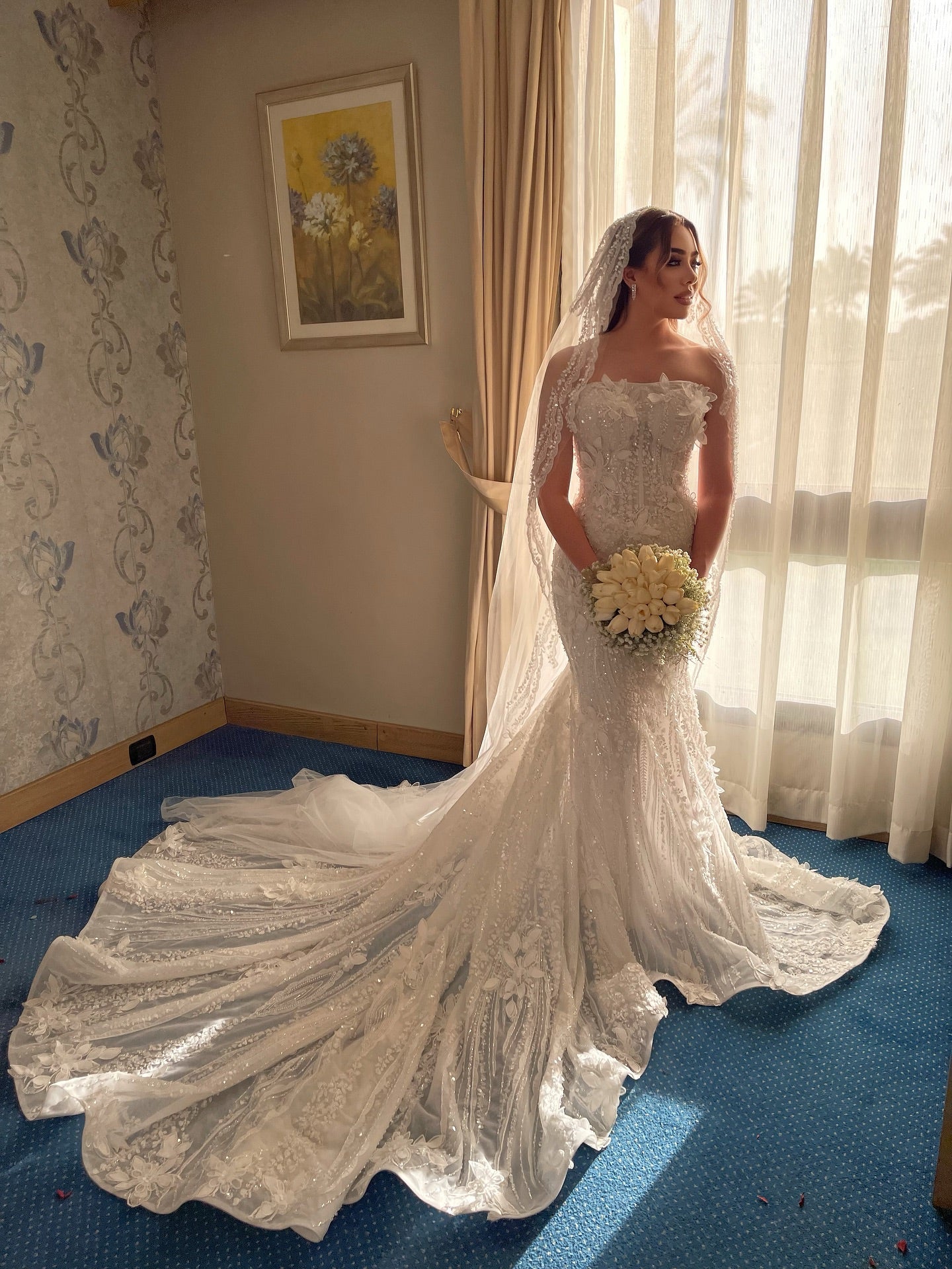 Embellished Mermaid Wedding Dress with Sleeves