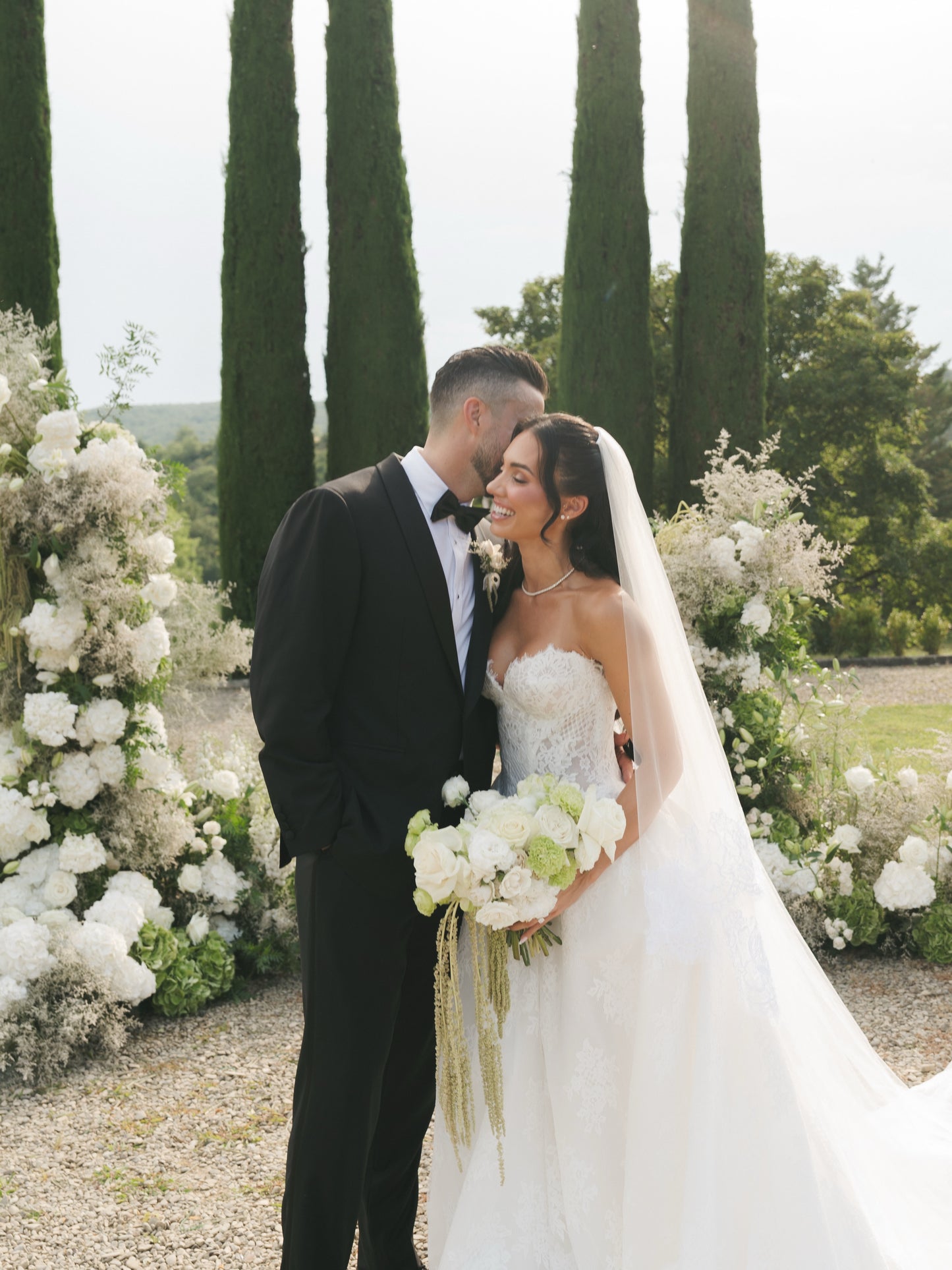 Strapless Lace Corset Ball Gown Wedding Dress