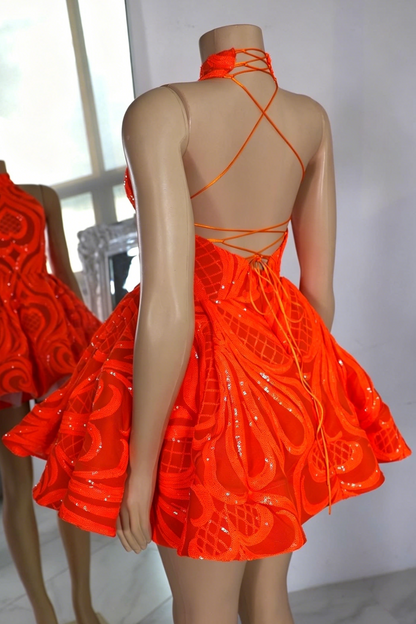 Deep V-Neck Halter Backless A-Line Party Dress