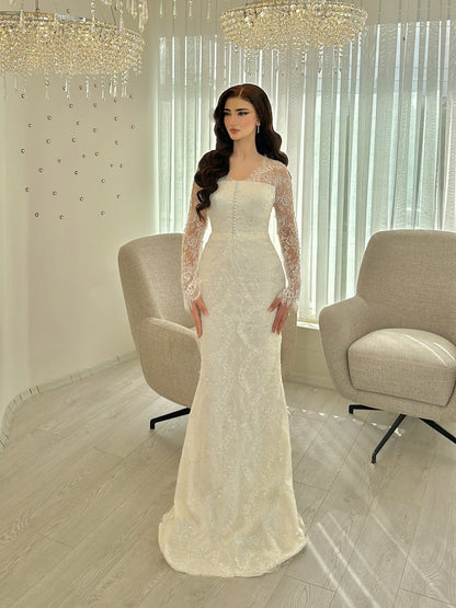 Lace Mermaid Long Sleeve Wedding Dress