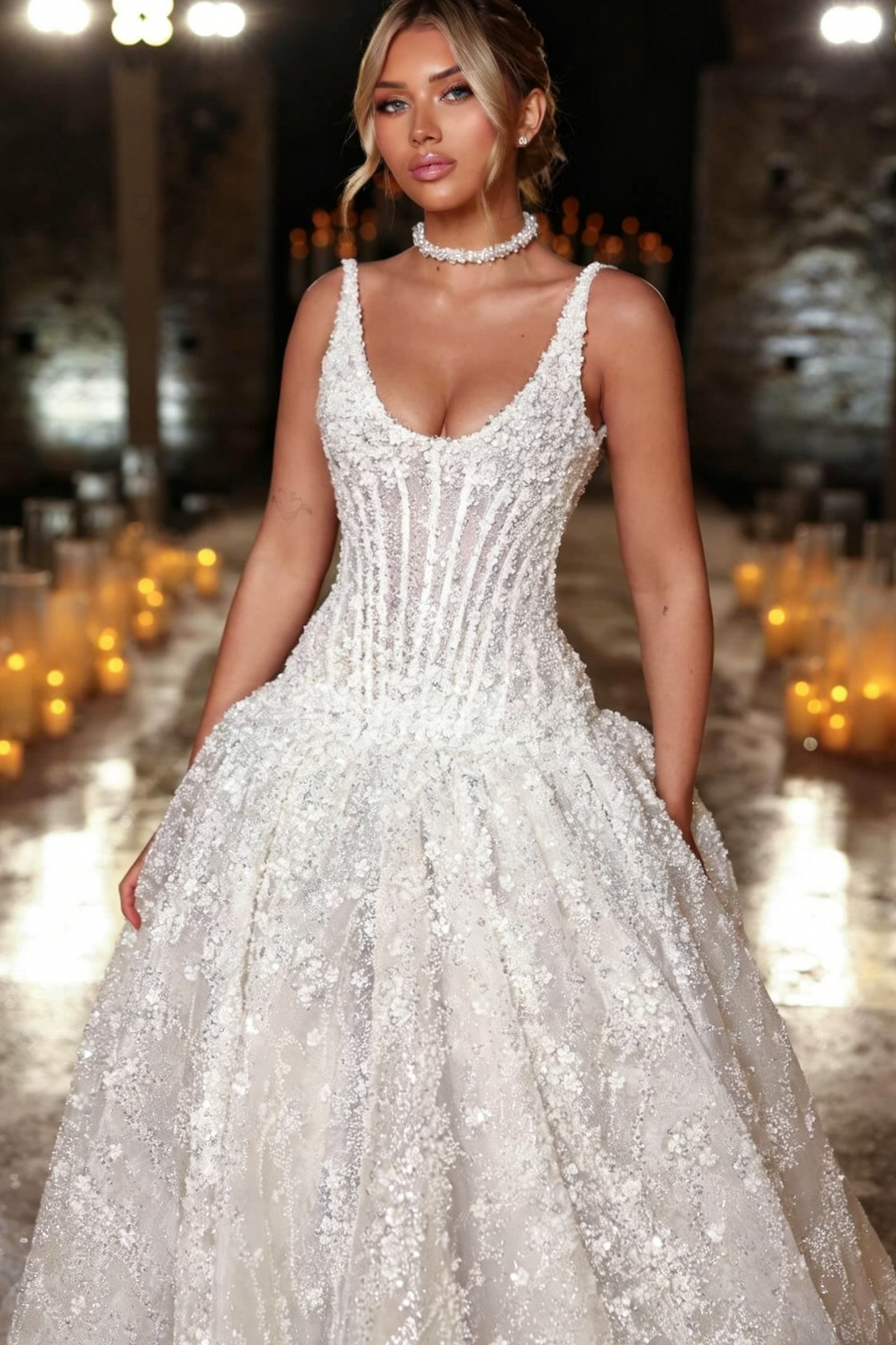 Sparkly Corset Backless Ball Gown Wedding Dress
