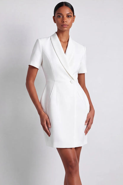 Shawl Collar Short Sleeve Blazer Mini Dress