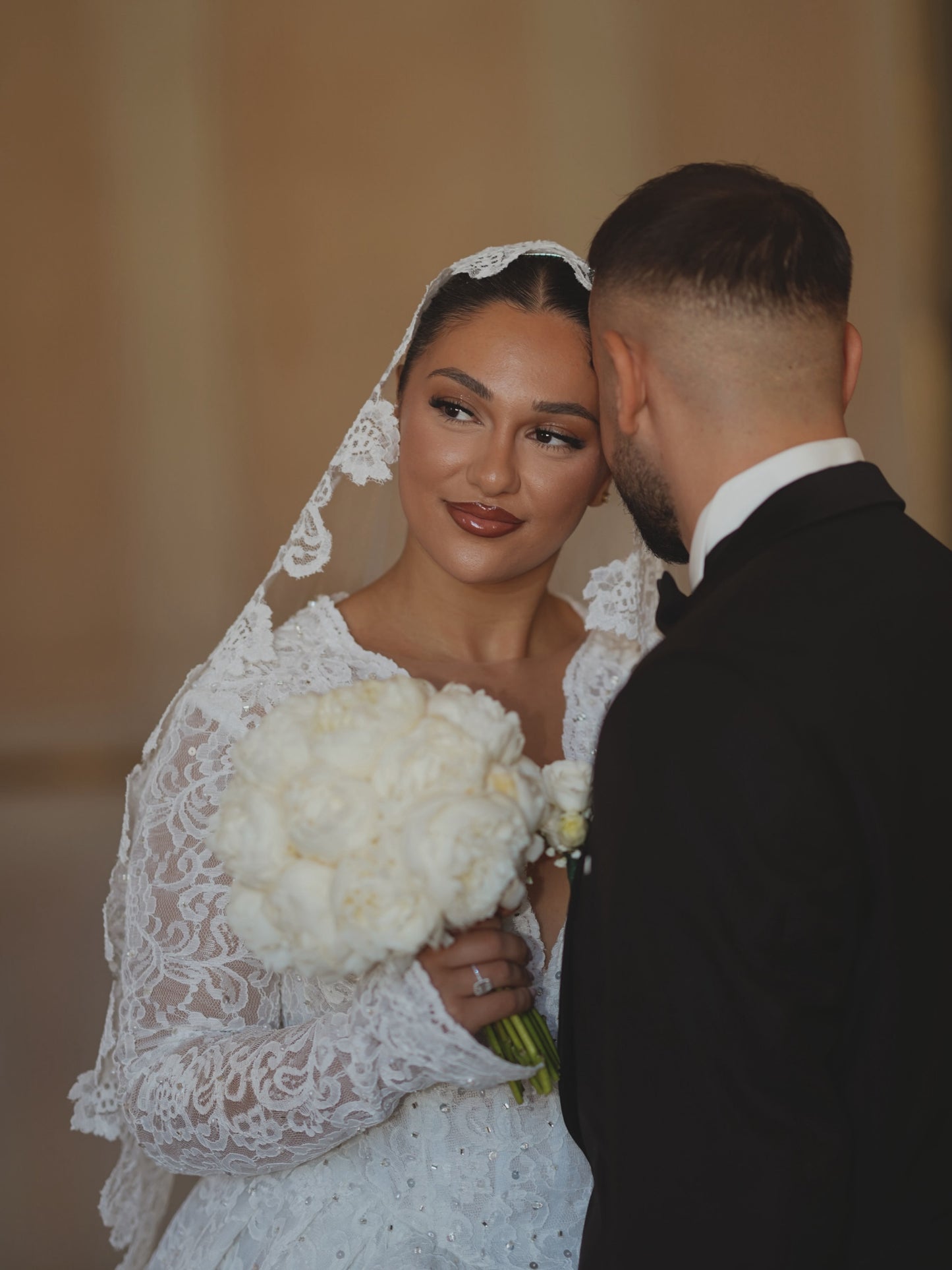 Lace Ball Gown Wedding Dress with Long Sleeves