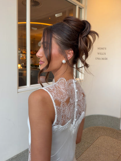 Lace Inset Sleeveless Maxi Slip Gown