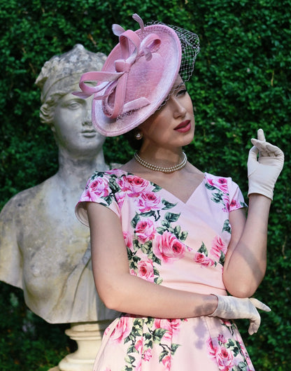 Floral Print V-Neck Cap Sleeve A-Line Swing Dress