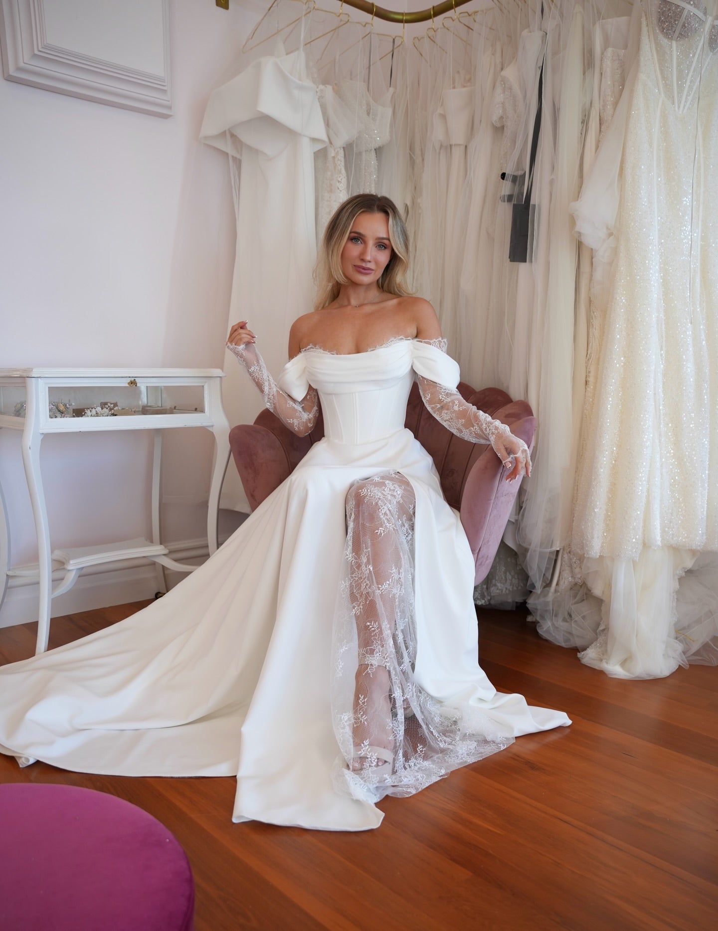Corset A-Line Wedding Dress with Lace Slit