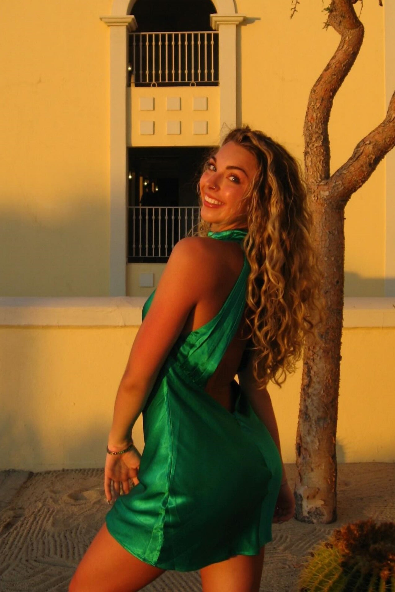 Satin Halter High Neck Open Back Mini Dress