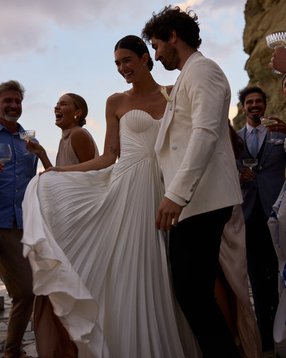 Strapless Pleated Corset A-Line Wedding Dress