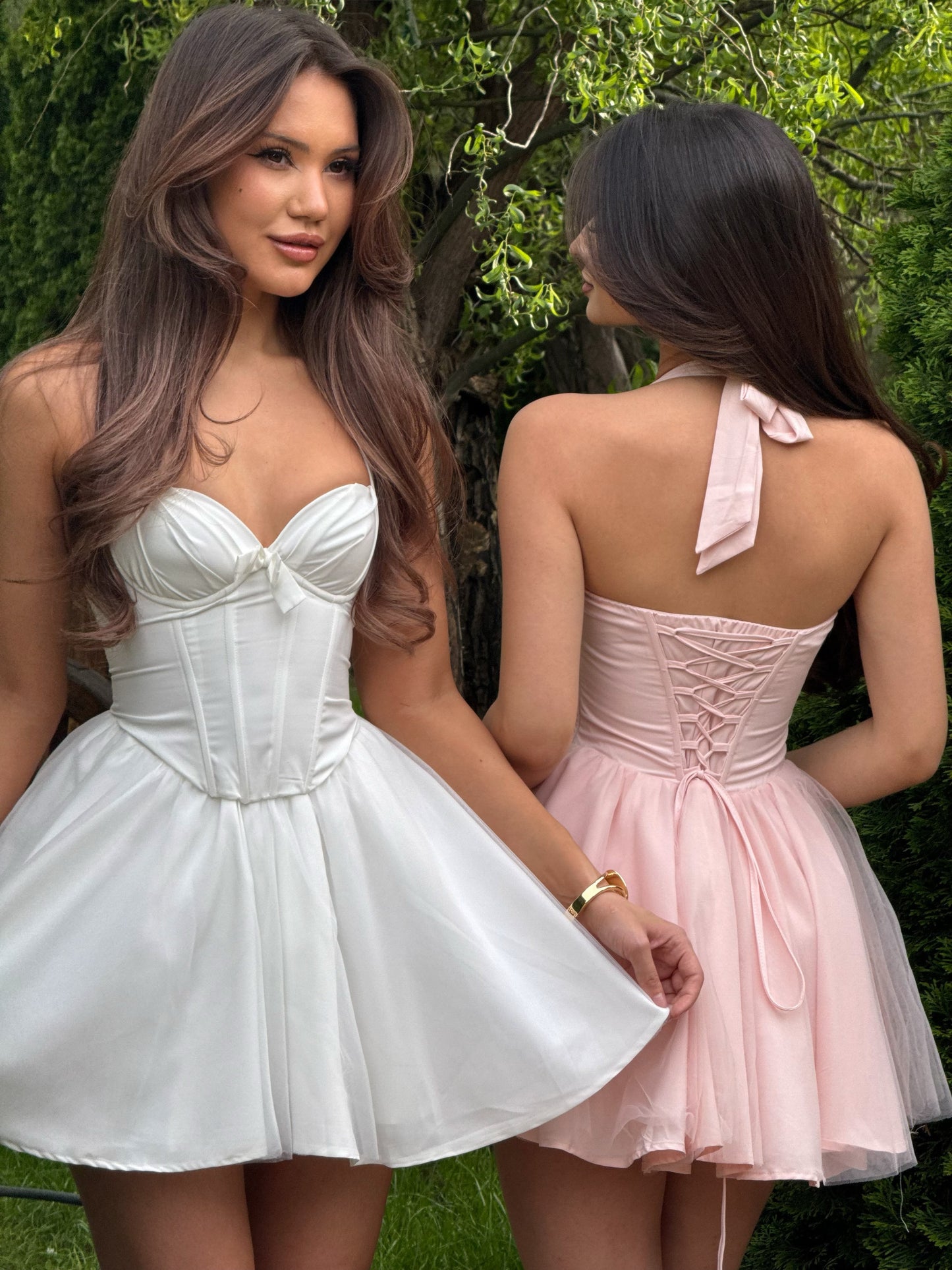Sweetheart Halter Corset Lace-Up Mini Dress