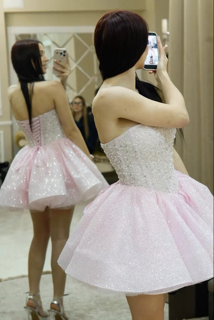 Beaded Corset Sparkle Tulle Mini Party Dress