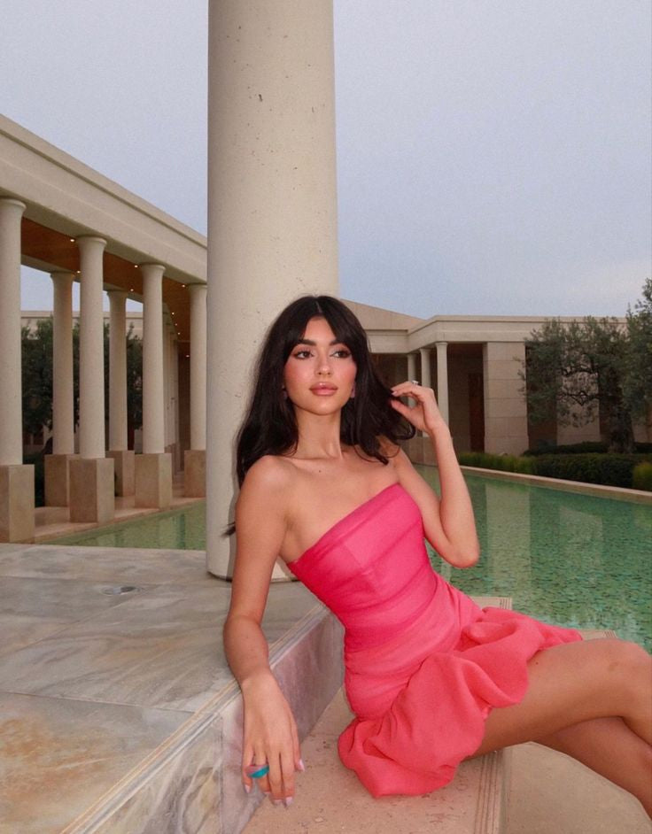 Strapless Ruched Mini Dress with Bubble Skirt