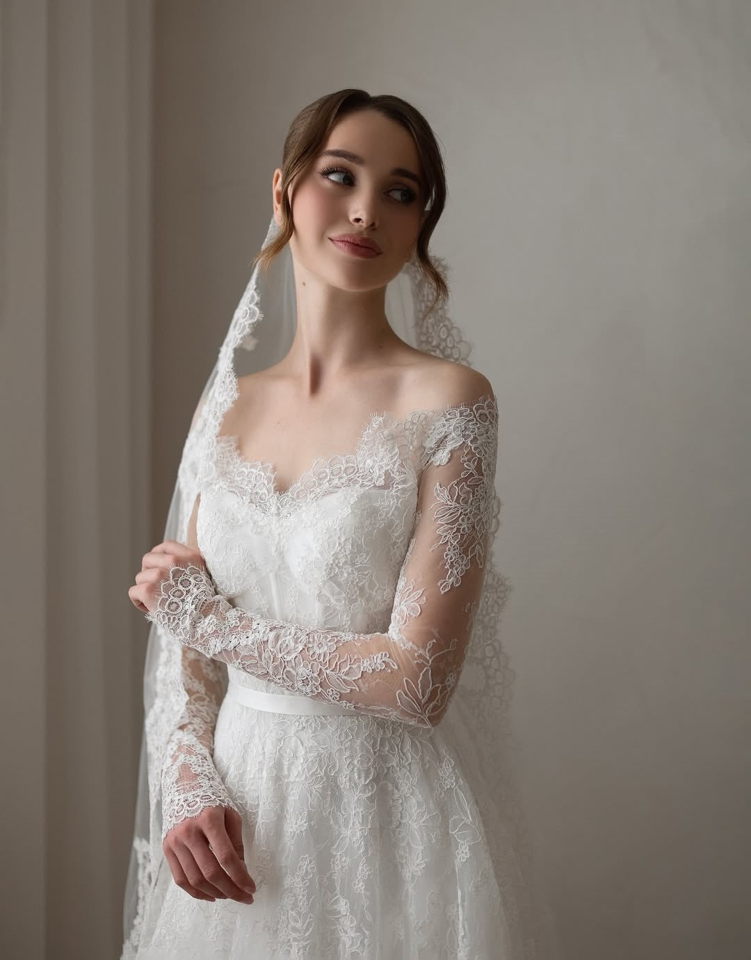 Lace Off-Shoulder A-Line Wedding Dress