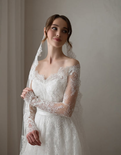 Lace Off-Shoulder A-Line Wedding Dress