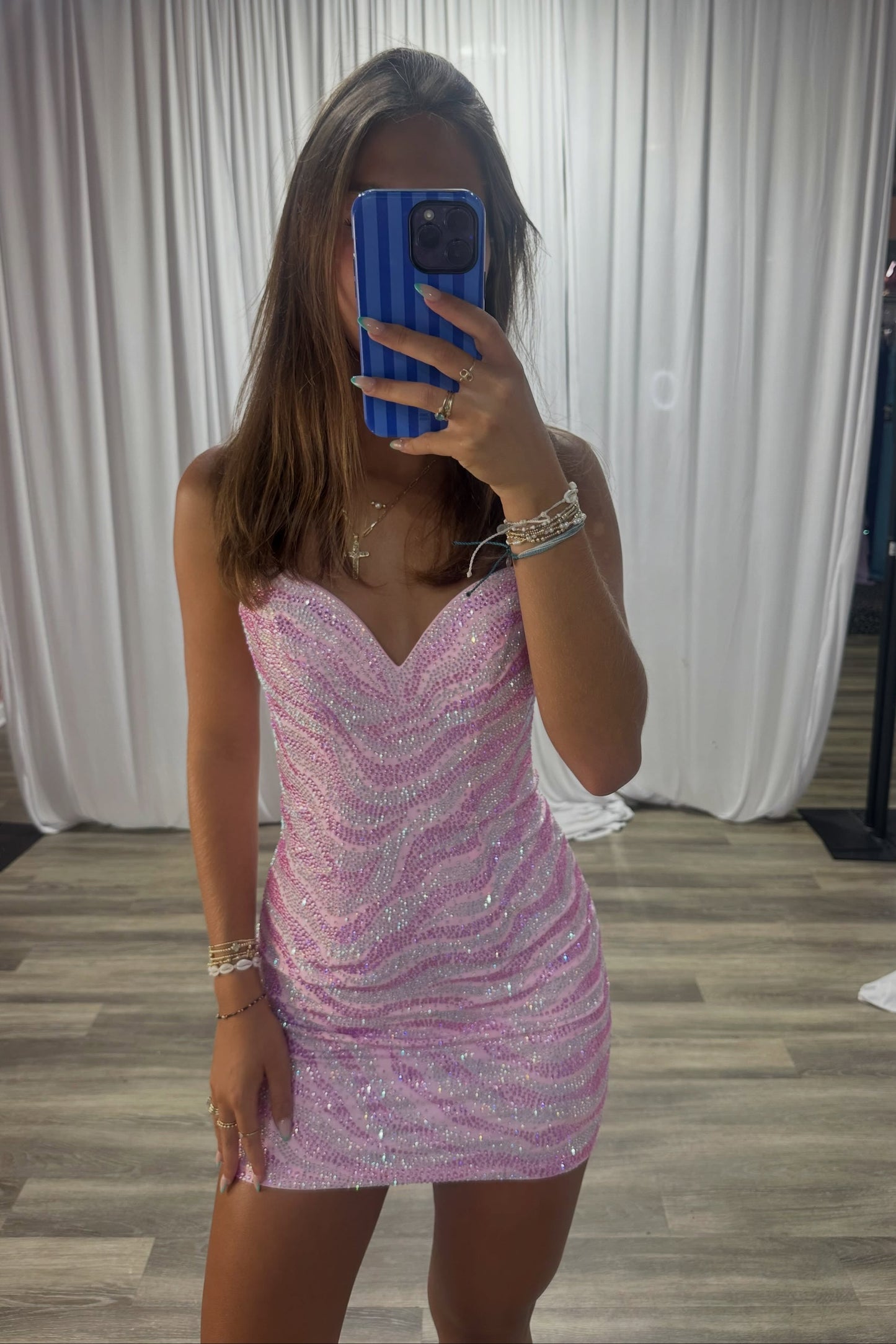 Sequin Zebra Print Mini Bodycon Dress