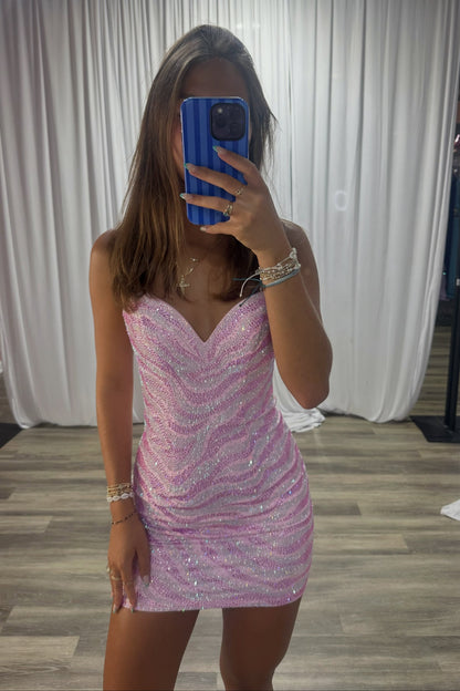 Sequin Zebra Print Mini Bodycon Dress