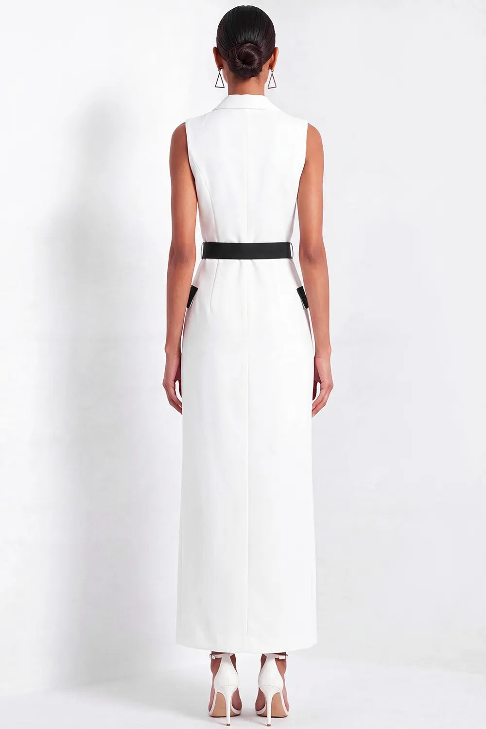 Sleeveless Double-Breasted Maxi Tuxedo Dress