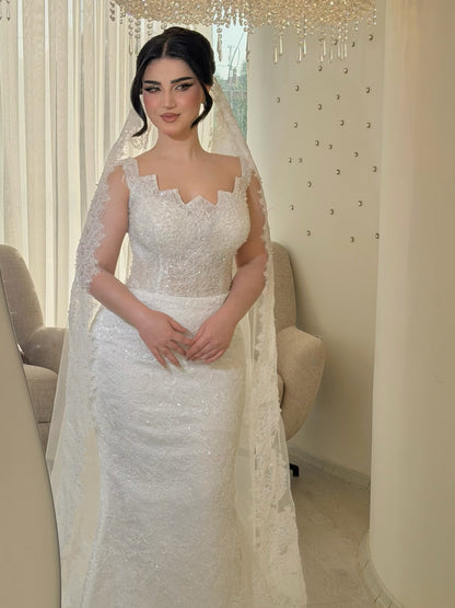 Scalloped Mermaid Wedding Dress with Cape