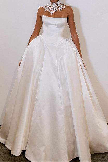 Strapless Satin Ball Gown Wedding Dress