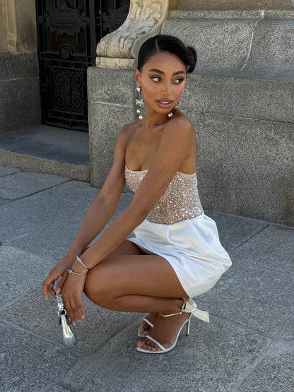 Strapless Corset Bubble Mini Dress