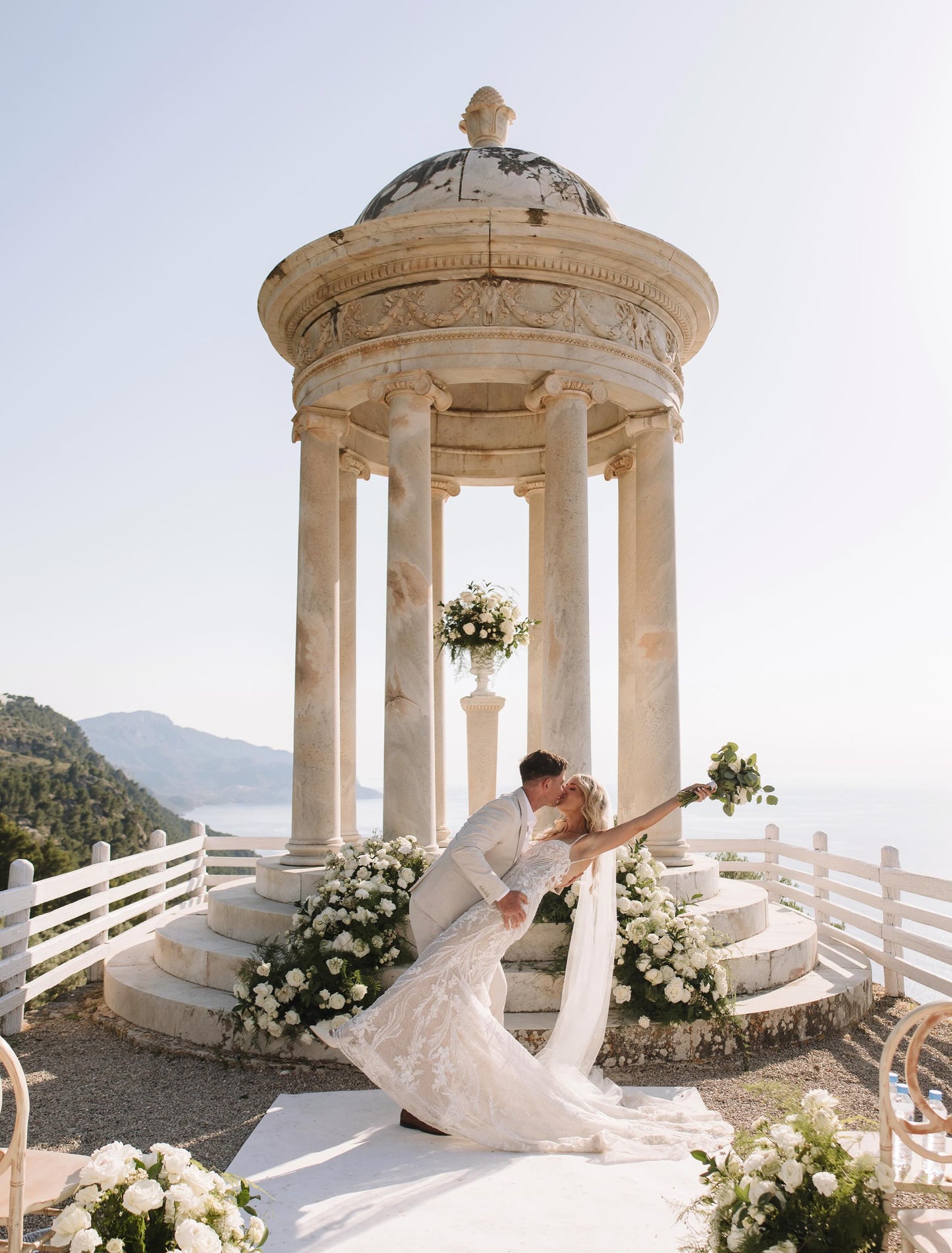 Embroidered Lace Sheath Wedding Dress with Train