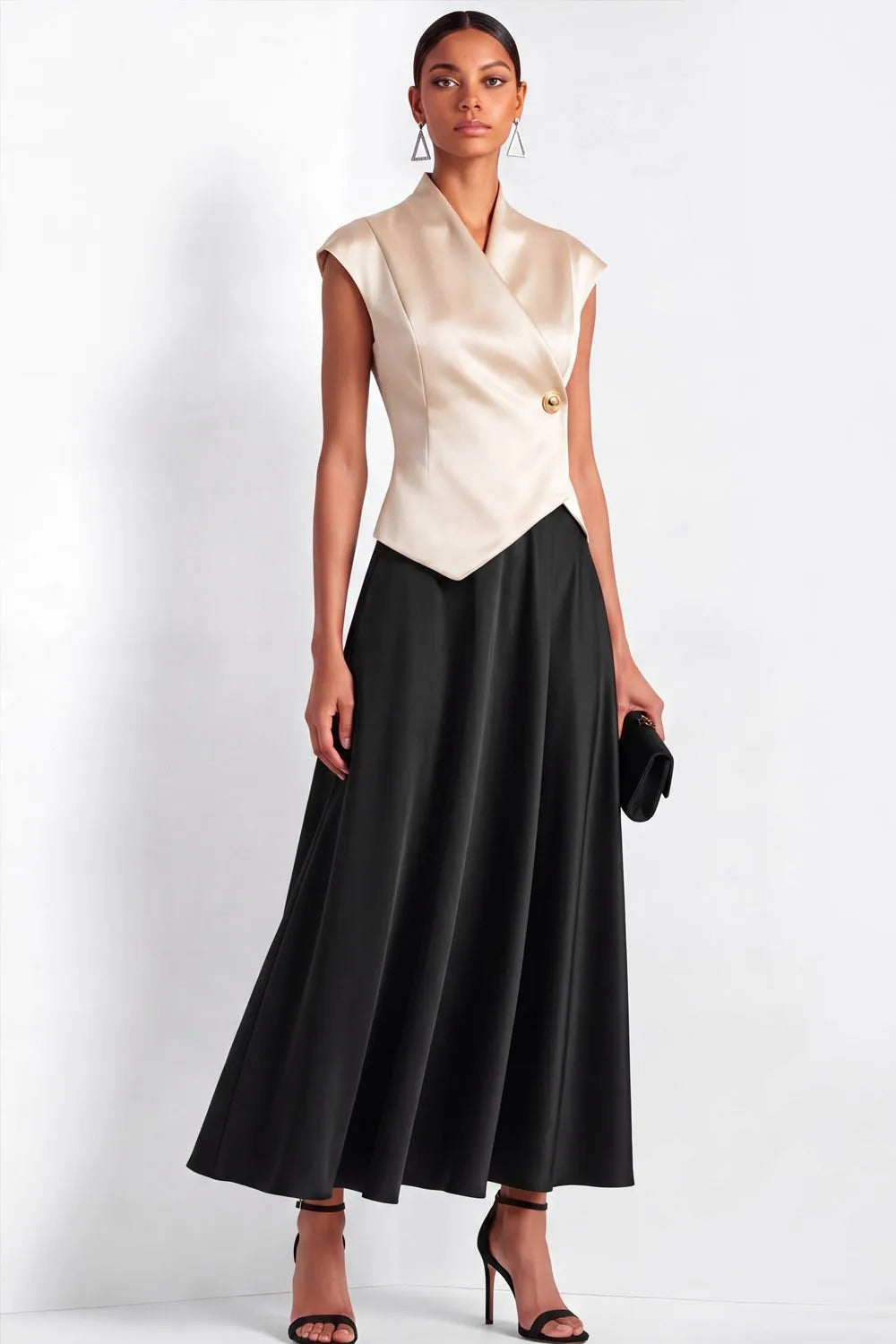 Asymmetric Wrap Bodice Maxi Dress