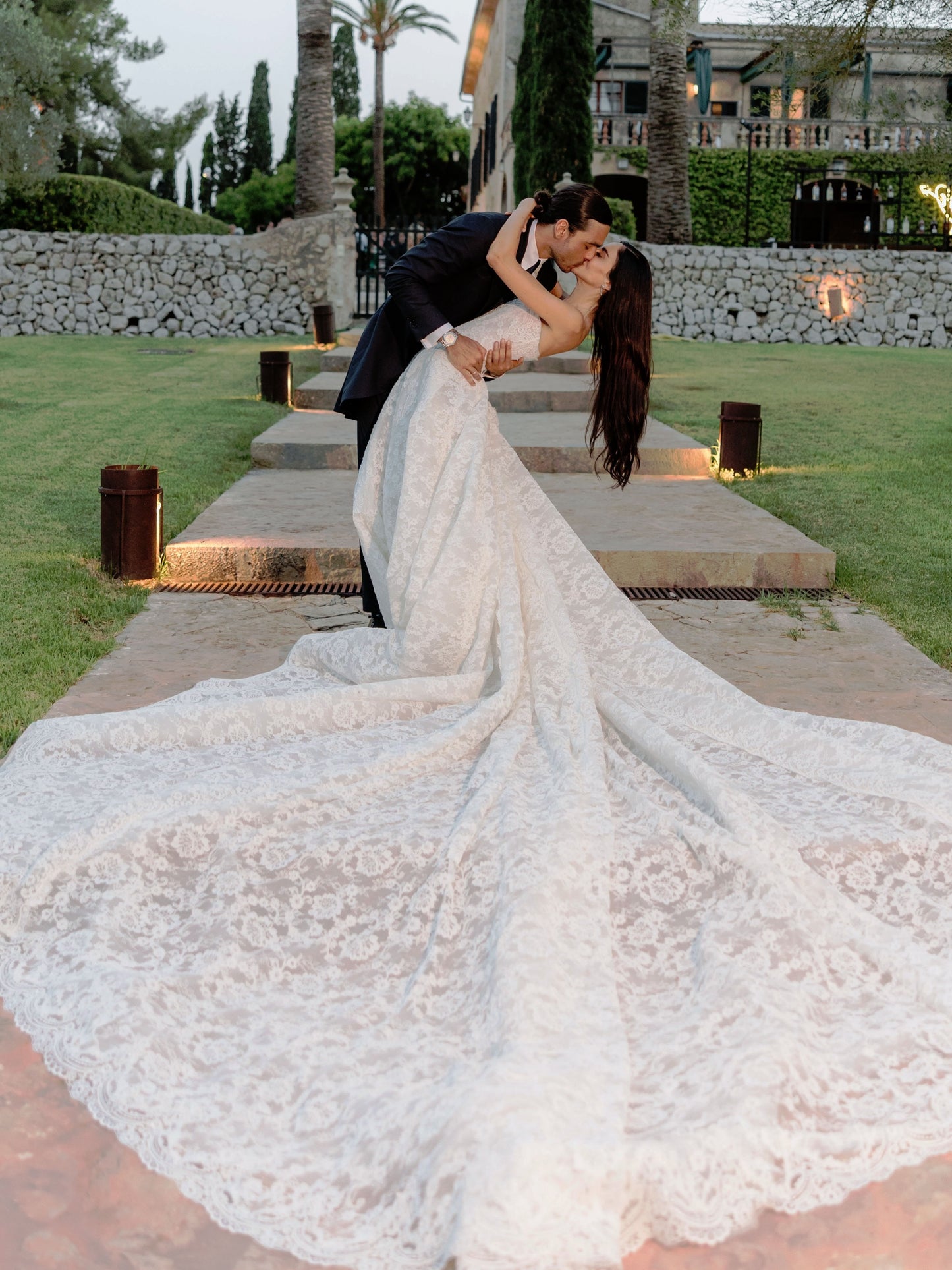 Strapless Lace A-Line Wedding Dress with Train