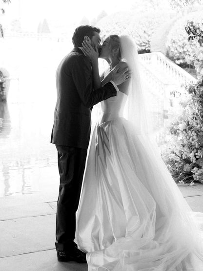 Strapless Satin Ball Gown Wedding Dress with Train