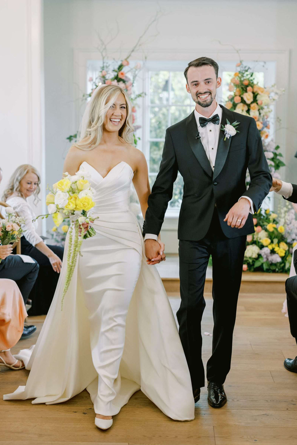 Strapless Sweetheart Satin Wedding Dress with Overskirt