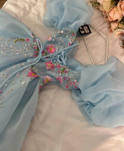 Floral Embroidered Corset Ball Gown