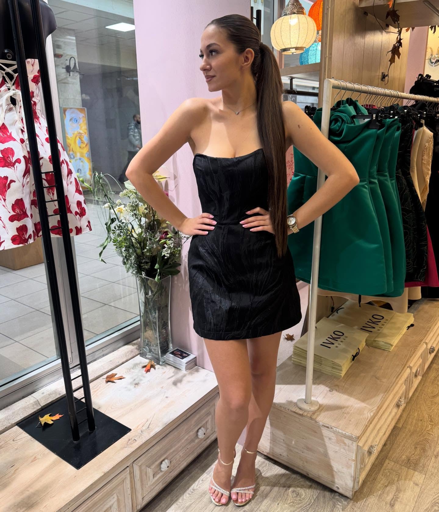 Strapless Sweetheart Textured Mini Dress