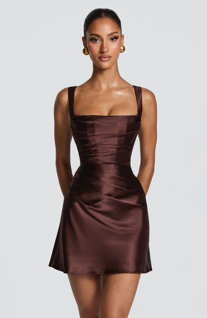 Satin Corset Mini Dress with Lace-Up Back